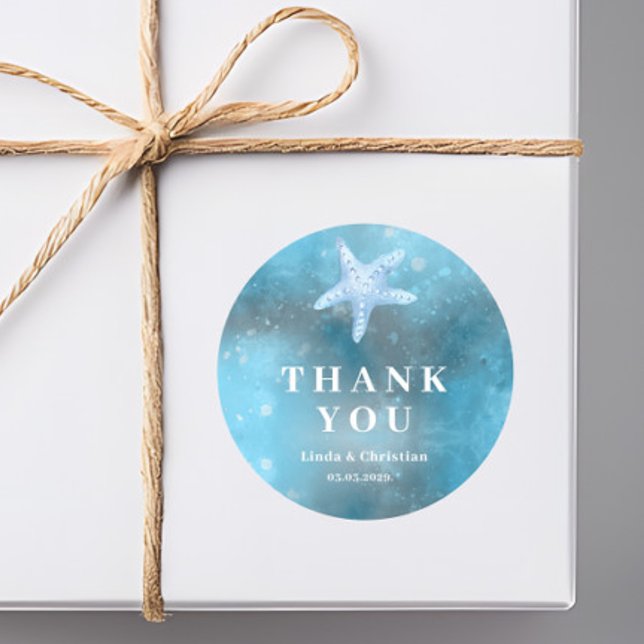 Deep Blue Sea Summer Wedding  Classic Round Sticker (Creator Uploaded)