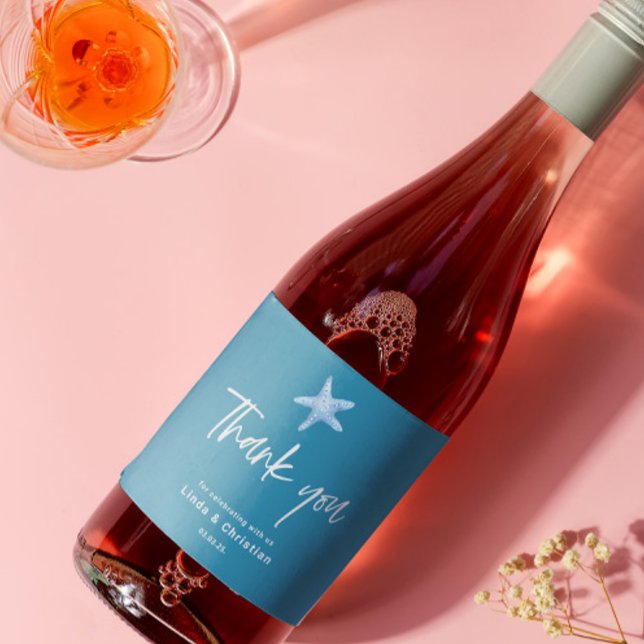 Deep Blue Sea Summer Wedding  Sparkling Wine Label (Creator Uploaded)