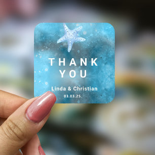 Deep Blue Sea Summer Wedding Square Sticker