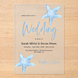 Deep Blue Sea Wedding  Acrylic Invitations