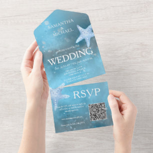 Deep Blue Sea Wedding  All In One Invitation