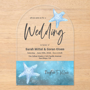 Deep Blue Sea Wedding Arch Acrylic Invitations