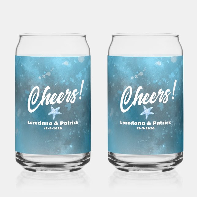 Deep Blue Sea Wedding  Can Glass (Front)