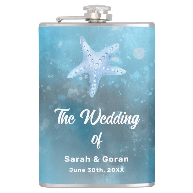 Deep Blue Sea Wedding  Hip Flask (Front)