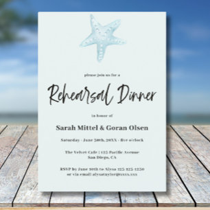 Deep Blue Sea Wedding Rehearsal Dinner Invitation
