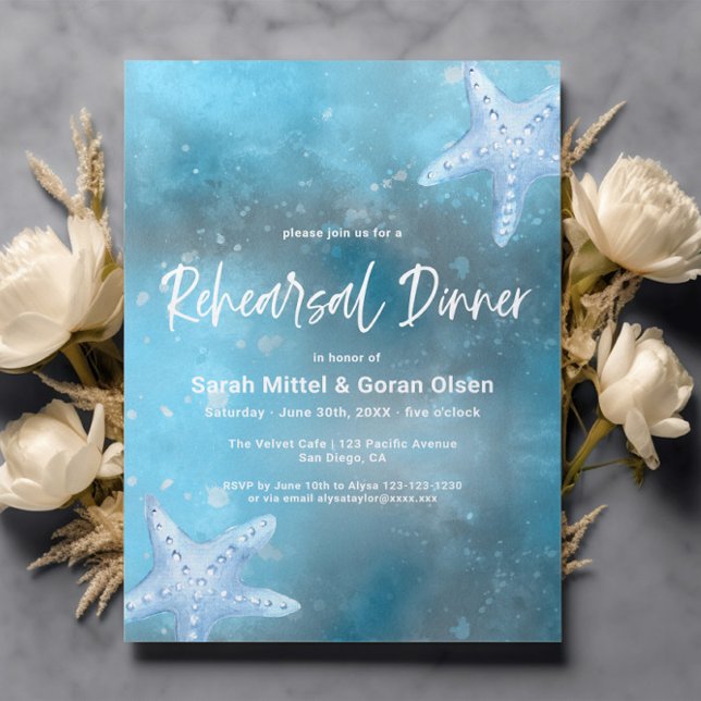 Deep Blue Sea Wedding Rehearsal Dinner Invitation (Creator Uploaded)