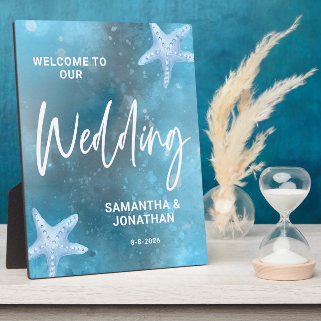 Deep Blue Sea Wedding Welcome Plaque (Side)
