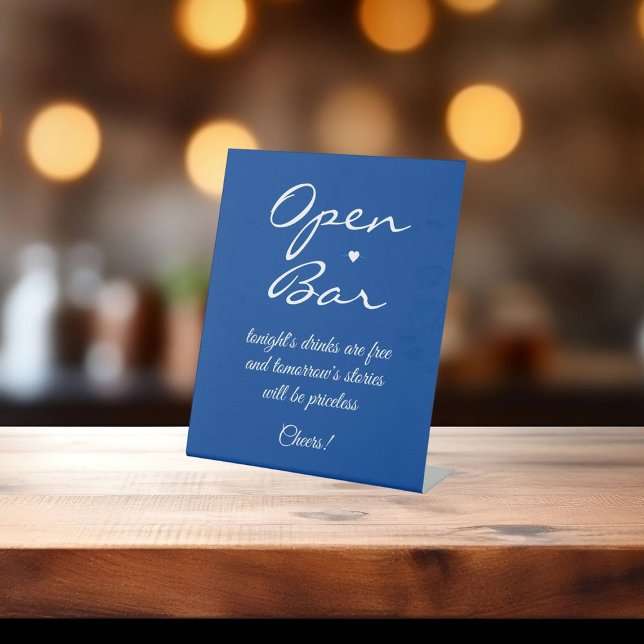Deep Blue Signature Script Open Bar Pedestal Sign (Creator Uploaded)