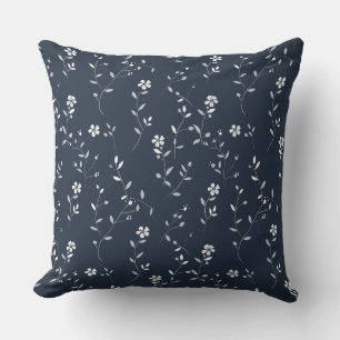 Deep Blue Simple Botanical Cushion