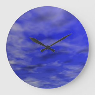 DEEP BLUE SKY AND CLOUDS LARGE CLOCK