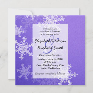 Deep Blue Snowflakes Christmas wedding invitation