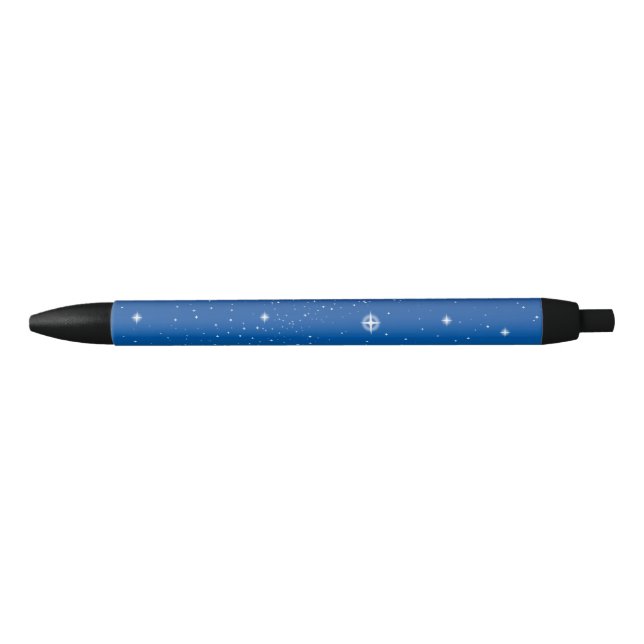 Deep Blue Starry Night Sky Black Ink Pen (Front)