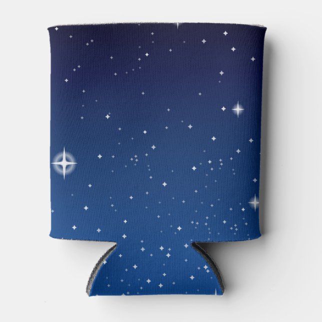 Deep Blue Starry Night Sky Can Cooler (Front)