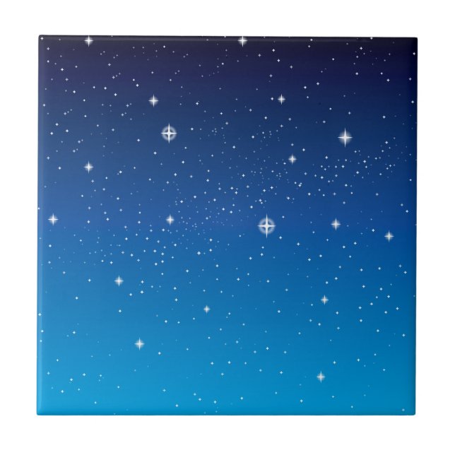 Deep Blue Starry Night Sky Ceramic Tile (Front)