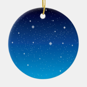 Deep Blue Starry Night Sky Ceramic Tree Decoration