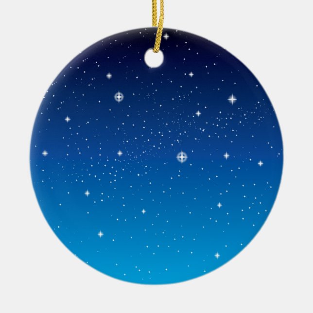Deep Blue Starry Night Sky Ceramic Tree Decoration (Front)