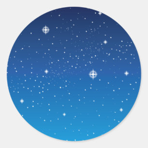 Deep Blue Starry Night Sky Classic Round Sticker