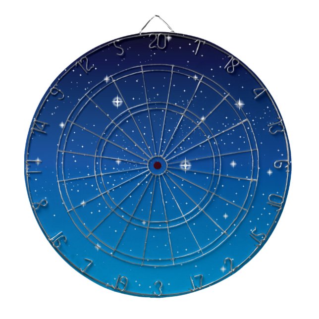 Deep Blue Starry Night Sky Dartboard (Front)