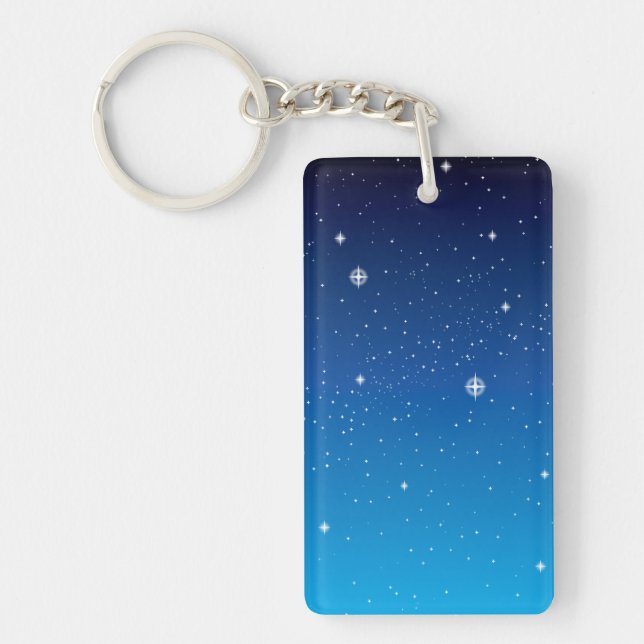 Deep Blue Starry Night Sky Key Ring (Front)