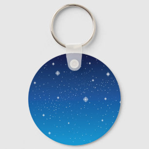 Deep Blue Starry Night Sky Key Ring