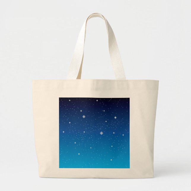 Deep Blue Starry Night Sky Large Tote Bag (Front)