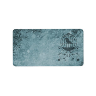 Deep Blue Steampunk Bird Cage Address Labels