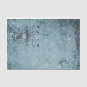 Deep Blue Steampunk Bird Cage Distressed Tissue Paper