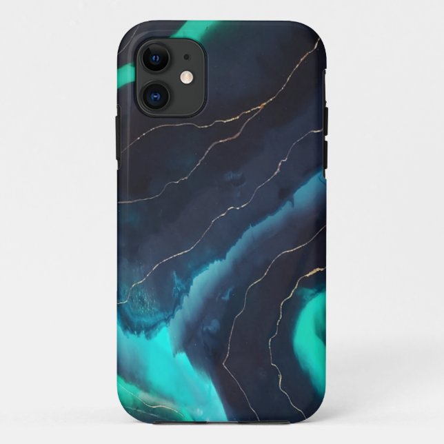 Deep Blue swirl IPhone 11 Case (Back)