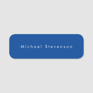 Deep Blue Trendy Modern Professional Name Tag