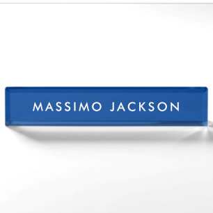 Deep Blue Trendy Modern Professional Nameplate