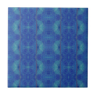 Deep blue turquoise geometric design mosaic kitty  ceramic tile