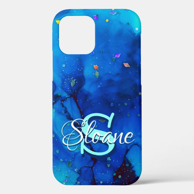 Deep Blue Underwater Alcohol Ink Painting Case-Mate iPhone Case (Back)