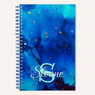 Deep Blue Underwater Alcohol Ink Painting Notebook