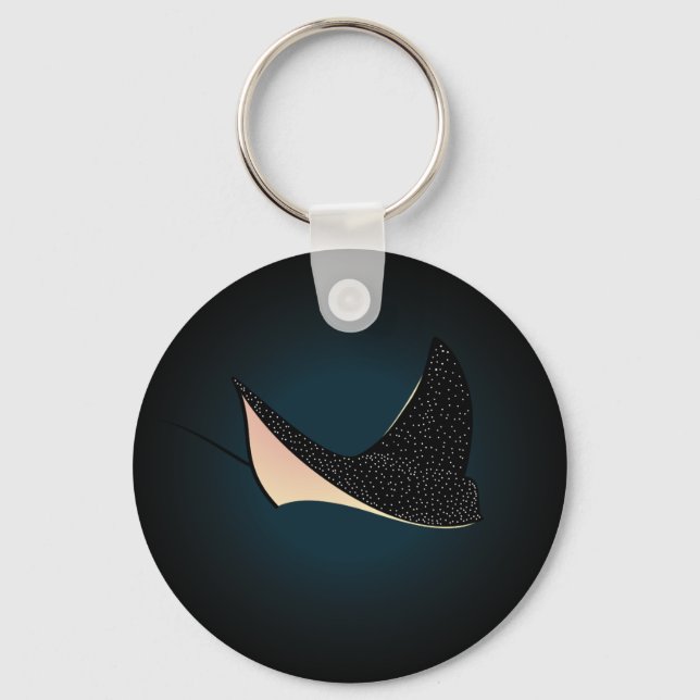 Deep Blue Underwater Spotted Sea Ray Fish Key Ring (Front)