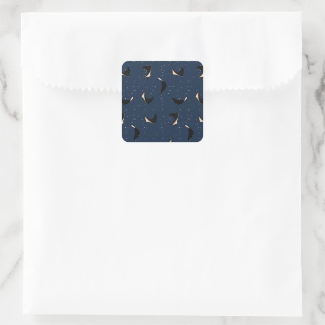 Deep Blue Underwater Spotted Sea Ray Fish Square Sticker (Bag)