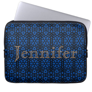 Deep Blue Unique Pattern - Personalised Laptop Sleeve