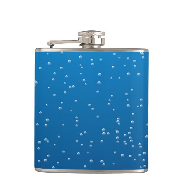 Deep Blue Water and Tiny Bubbles Hip Flask (Front)
