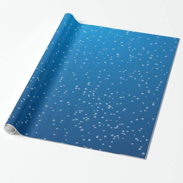 Deep Blue Water and TIny Bubbles Wrapping Paper (Unrolled)