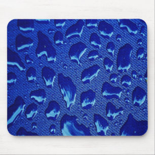 Deep Blue Water Droplets Mouse Pad