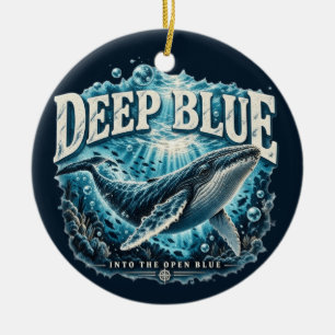 DEEP BLUE Whale Ocean Adventure Ceramic Ornament