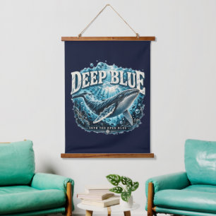 DEEP BLUE Whale Ocean Adventure Wall Tapestry