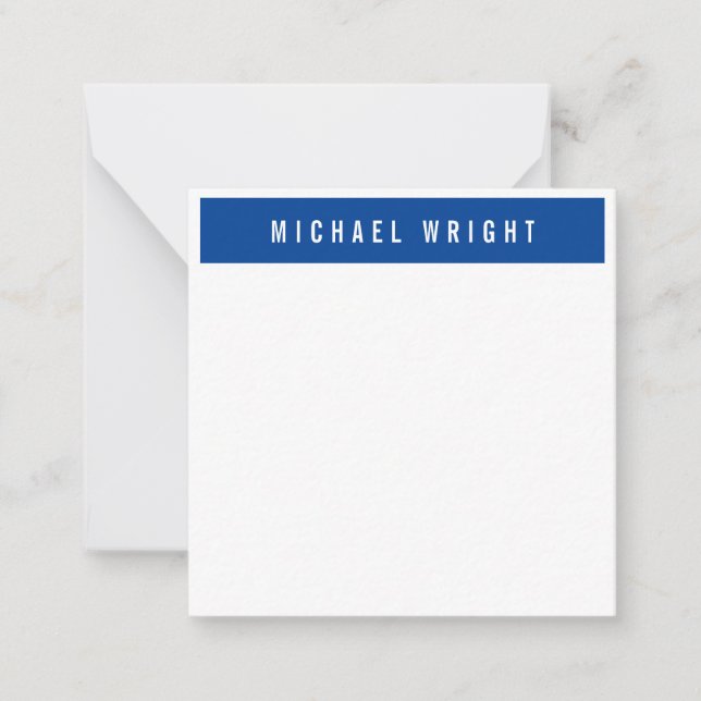 Deep Blue White Modern Plain Simple Minimalist Card (Front)