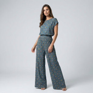 Deep Blue Yellow Mosaic Ethnic Boho Chic Pattern Fabric