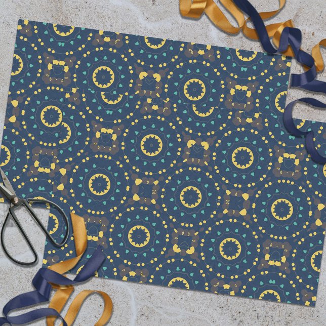 Deep Blue Yellow Mosaic Ethnic Boho Chic Pattern Tissue Paper (Creator Uploaded)