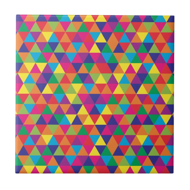 Deep Bright Triangles - Modern Abstract Pattern Ceramic Tile (Front)