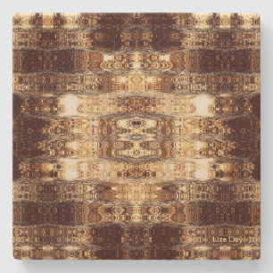 Deep Brown Abstract Stone Coaster