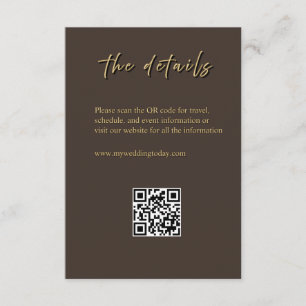 Deep Brown & Gold Wedding Enclosure Card