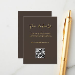 Deep Brown & Gold Wedding Enclosure Card