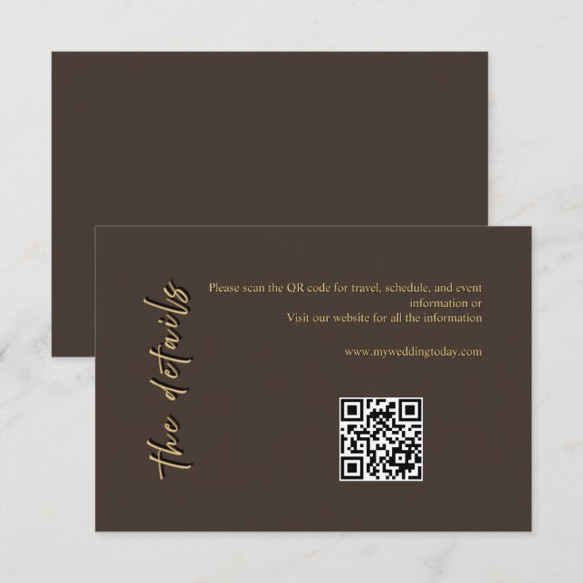 Deep Brown & Gold Wedding Enclosure Card (Front/Back)