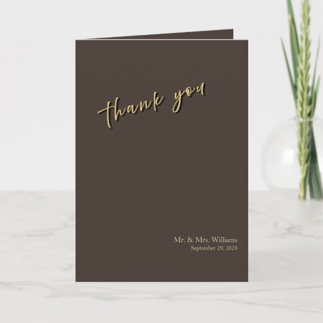 Deep Brown Wedding Thank‑You Card (Front)